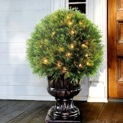 Topiaries / Shurbs-National Tree Company Pre-Lit 27" Artificial Upright Juniper Ball Topiary