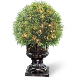 National Tree Company Potted Plants^Pre-Lit 27" Artificial Upright Juniper Ball Topiary