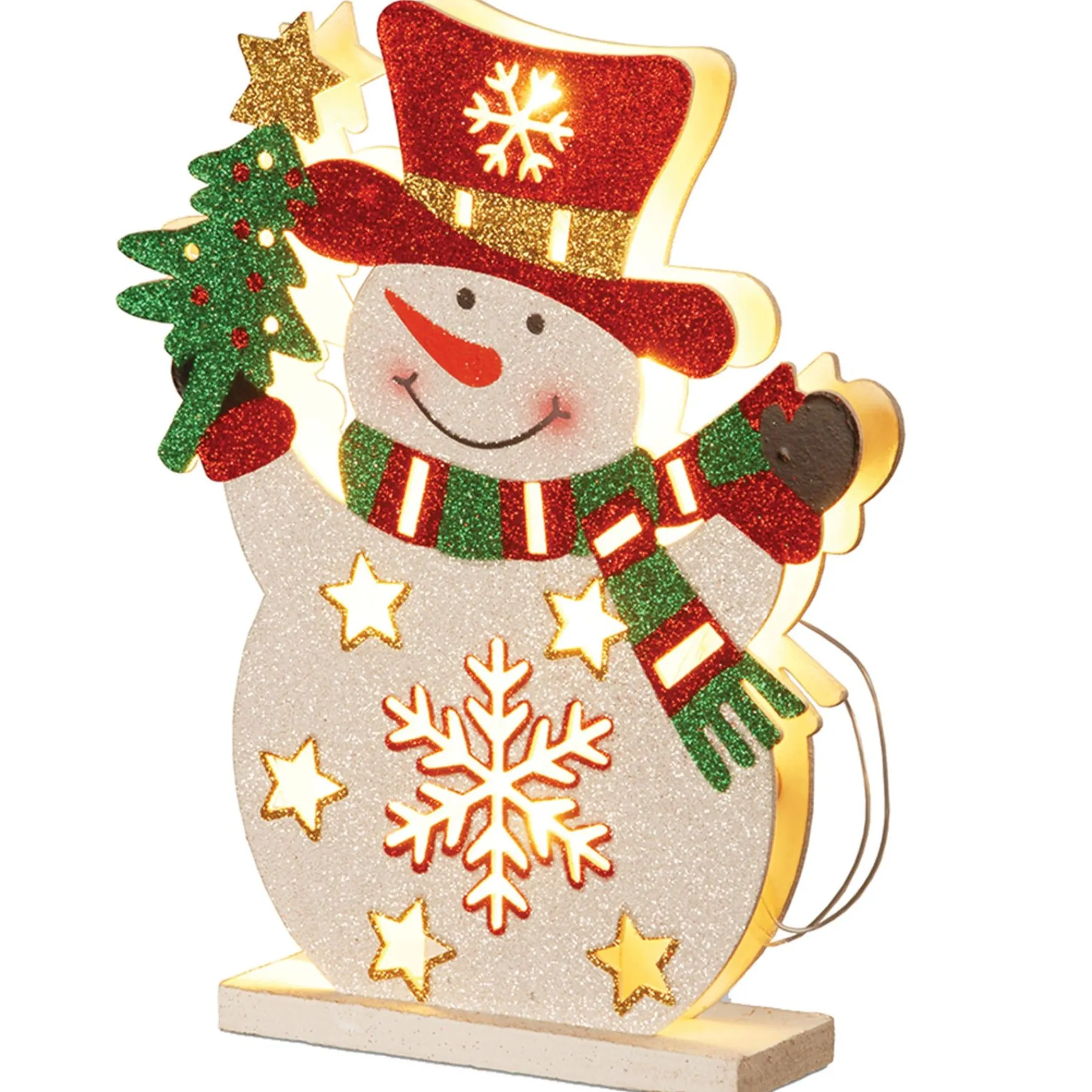 Christmas Accessories-National Tree Company Pre-Lit 12" Wooden Snowman