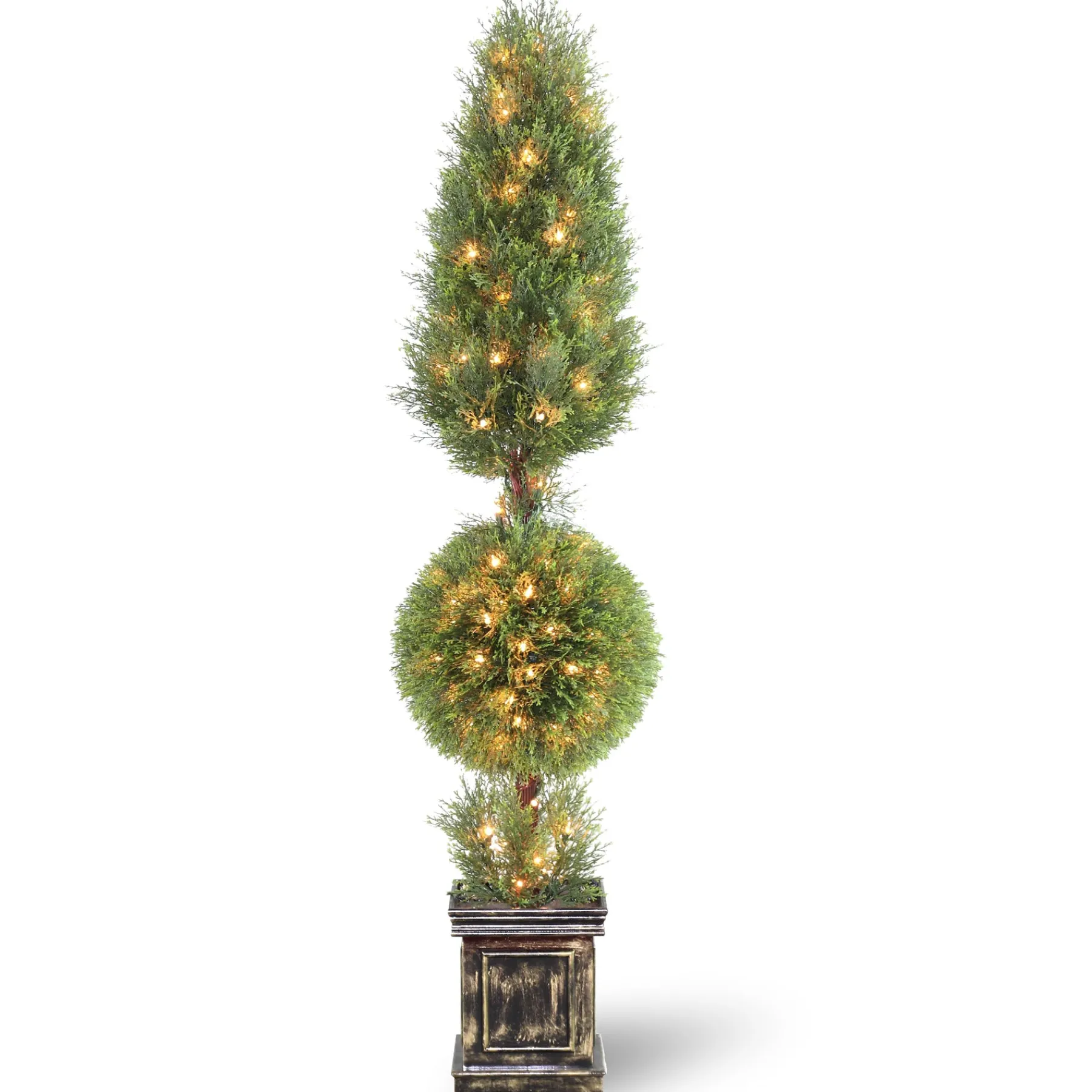 National Tree Company Potted Plants^Pre-Lit Artificial 60" Juniper Spiral