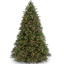 7Ft - 9Ft-National Tree Company Pre-Lit Artificial Christmas Tree, Green, Jersey Fraser Fir, 'Feel Real', Multi-Color Lights, Includes Stand, 7.5 Feet