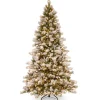 7Ft - 9Ft-National Tree Company Pre-Lit Artificial Christmas Tree, Snowy Westwood Pine, Green, Decorated With Frosted Branches, White Lights, Includes Stand, 7.5 Feet