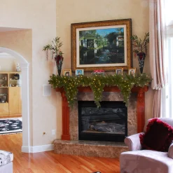 Christmas Greenery-National Tree Company Pre-Lit Artificial Christmas Teardrop Garland, Green, Downswept Douglas Fir, White Lights, Plug In, Christmas Collection, 9 Feet