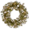25" To 36" Wreath-National Tree Company Pre-Lit Artificial Christmas Wreath, Green, Glittery Pomegranate Pine, White Lights, Decorated With Pomegranates, Berry Clusters, Christmas Collection, 30 Inches