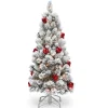 5Ft - 6Ft-National Tree Company Pre-Lit Artificial Christmas Tree, Snowy Bristle Pine, Green, Decorated With Frosted Branches, Pine Cones, White Lights, Includes Stand, 4.5 Feet