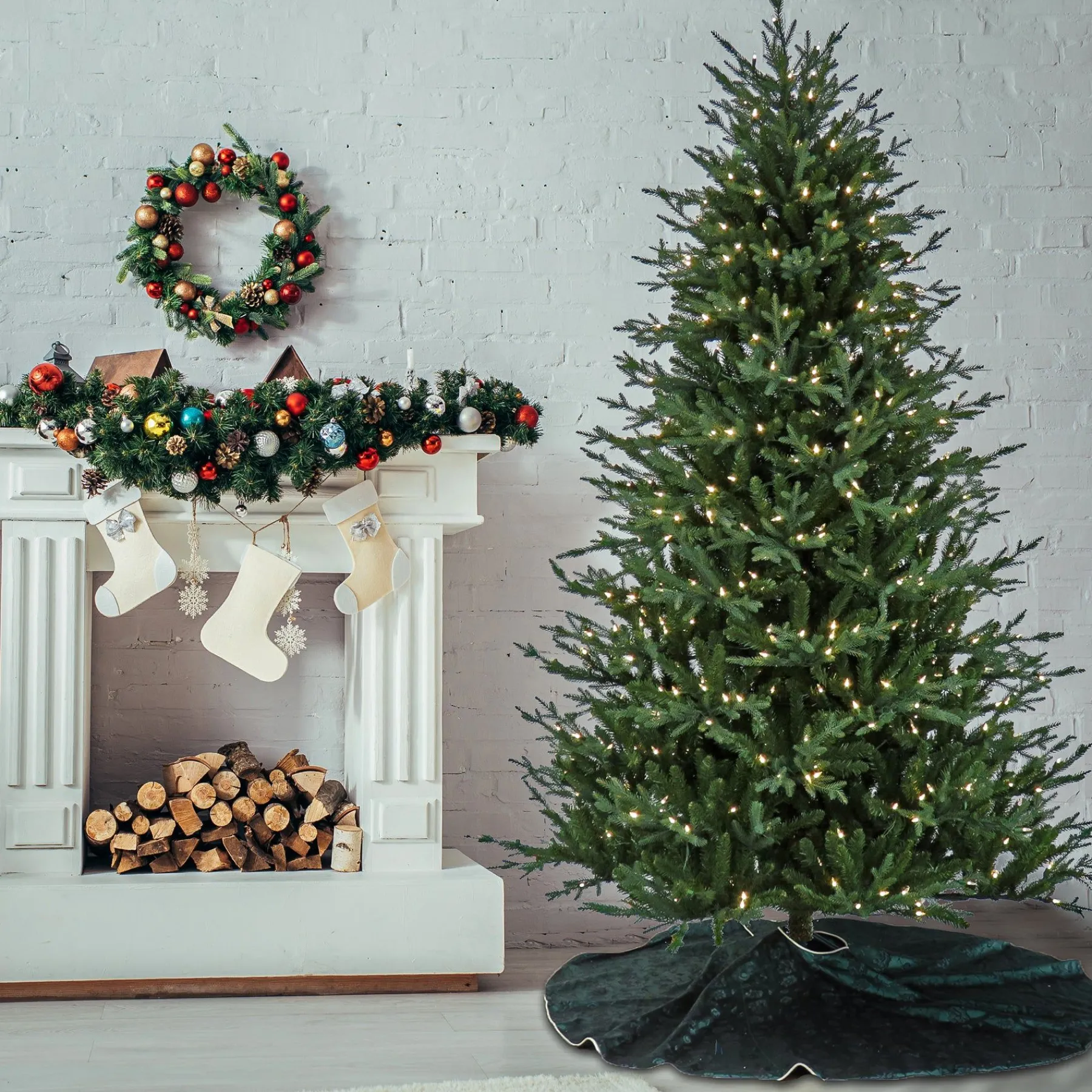 7Ft - 9Ft-National Tree Company Pre-Lit Artificial Christmas Tree, Wenatchee Fir, With Warm White Led Lights, Plug In, 7.5 Ft