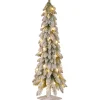 National Tree Company Slim^Pre-Lit Artificial Christmas Tree, Snowy Downswept, Green, White Lights, Includes Stand, 4 Feet