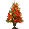 Slim-National Tree Company Pre-Lit Artificial Christmas Tree, Elegance, Green, White Lights, Includes Pot Base, 3 Feet