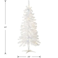 5Ft - 6Ft-National Tree Company Pre-Lit Artificial Christmas Tree, White Tinsel, White Lights, Includes Stand, 4 Feet