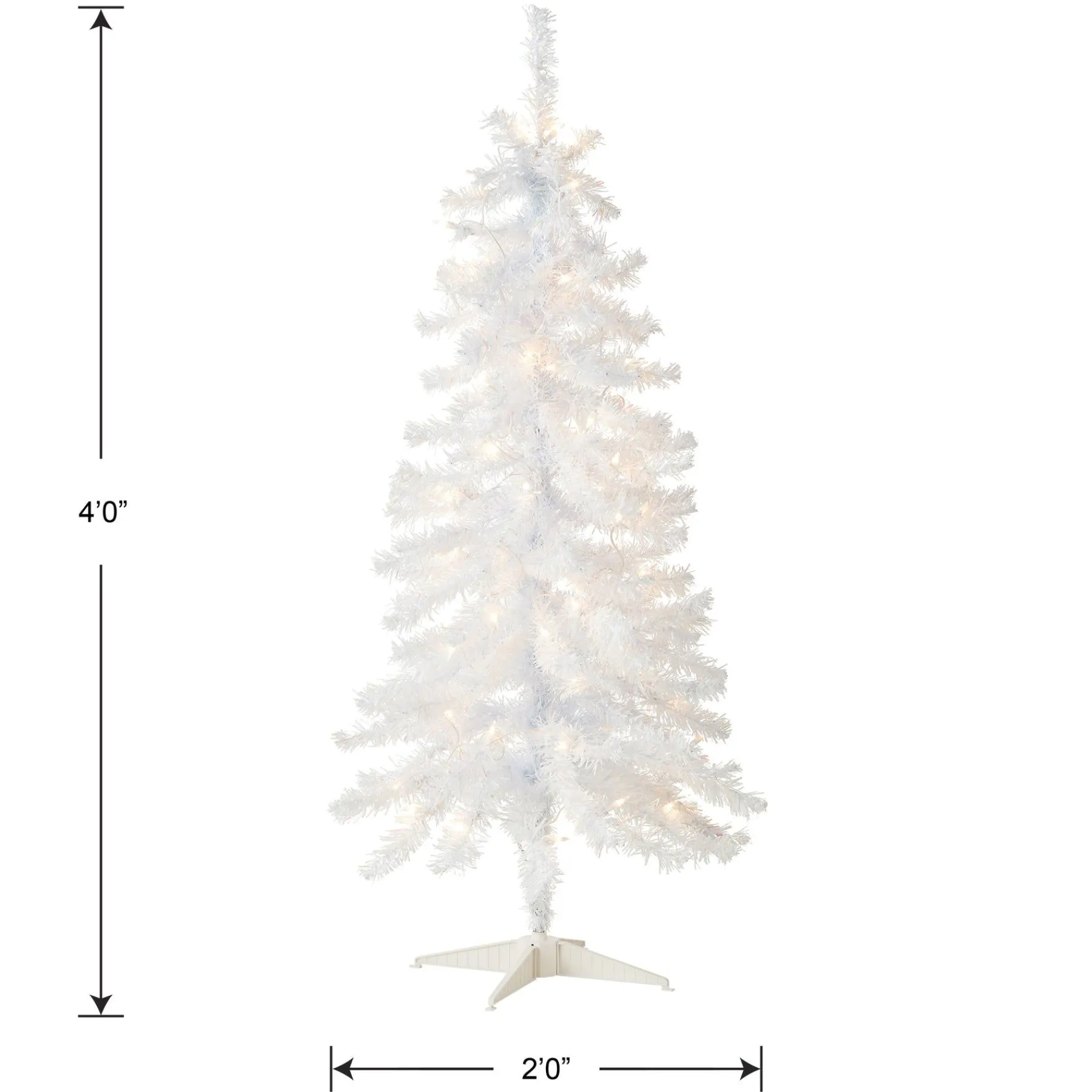 5Ft - 6Ft-National Tree Company Pre-Lit Artificial Christmas Tree, White Tinsel, White Lights, Includes Stand, 4 Feet