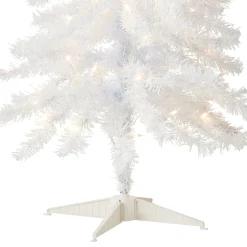 5Ft - 6Ft-National Tree Company Pre-Lit Artificial Christmas Tree, White Tinsel, White Lights, Includes Stand, 4 Feet