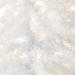 Slim-National Tree Company Pre-Lit Artificial Christmas Tree, White Tinsel, White Lights, Includes Stand, 4 Feet