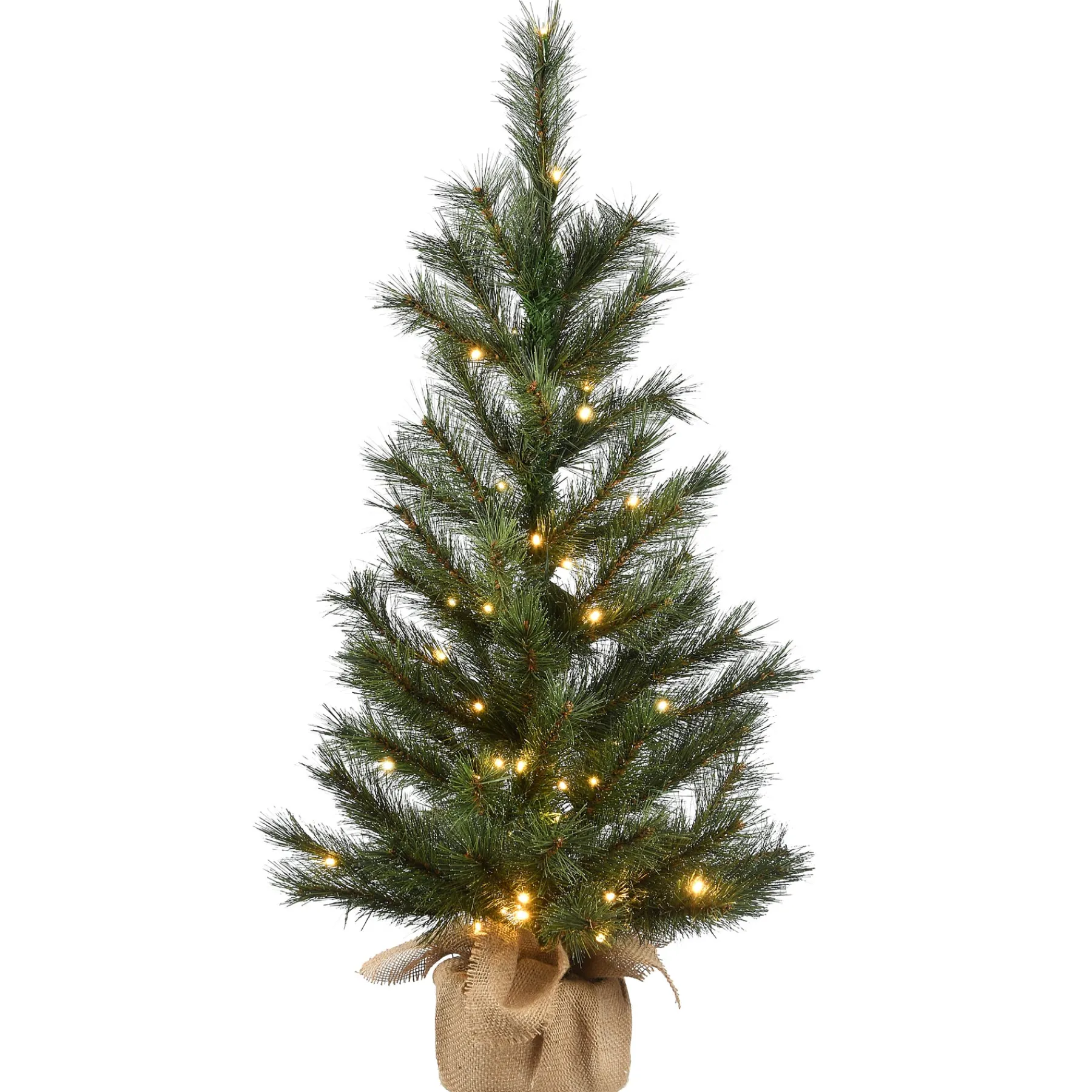 National Tree Company Full^Pre-Lit Artificial Christmas Tree, Green, Frosted Ontario Pine, White Led Lights, Includes Cloth Bag Base, Battery Operated, 3 Feet
