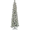 Slim-National Tree Company Pre-Lit Artificial Christmas Tree, Snowy Methow Pencil Slim, With Warm White Led Lights, Plug In, 7 Ft