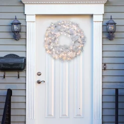 25" To 36" Wreath-National Tree Company Pre-Lit Artificial Christmas Wreath, White, Wispy Willow, White Lights, Christmas Collection, 30 Inches