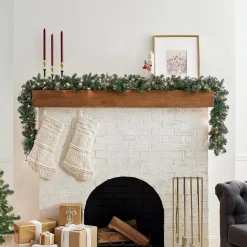 7' To 10' Garland-National Tree Company Pre-Lit Artificial Christmas Garland, Green, Carolina Pine, White Lights, Decorated With Pine Cones, Plug In, Christmas Collection, 9 Feet