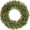 Over 37" Wreath-National Tree Company Pre-Lit Artificial Christmas Wreath, Green, Norwood Fir, White Lights, Christmas Collection, 48 Inches
