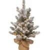 National Tree Company Slim^Pre-Lit Artificial Christmas Tree, Green, Snowy Sheffield Spruce, White Led Lights, Includes Cloth Bag Base, Battery Operated, 24 Inches