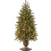 Under 5Ft-National Tree Company Pre-Lit Artificial Christmas Entrance Tree, Green, Jersey Fraser Fir, 'Feel Real', White Led Lights, Includes Pot Base, 4 Feet