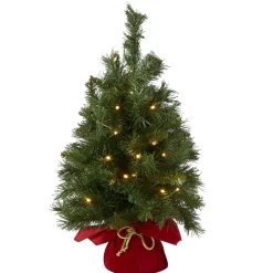 Warm White Led-National Tree Company Pre-Lit Artificial Christmas Tree, Green, Majestic Fir, White Led Lights, Includes Cloth Bag Base, Battery Operated, 24 Inches