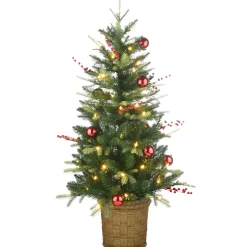 National Tree Company Slim^Pre-Lit Artificial Christmas Entrance Tree, Scotch Creek Fir, With Warm White Led Lights, Plug In, 4 Ft