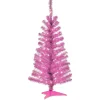 5Ft - 6Ft-National Tree Company Pre-Lit Artificial Christmas Tree, Pink Tinsel, White Lights, Includes Stand, 4 Feet