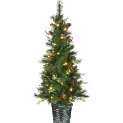 5Ft - 6Ft-National Tree Company Pre-Lit Artificial Christmas Entrance Tree, Buzzard Pine, With Warm White Led Lights, Plug In, 5 Ft