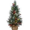 National Tree Company Full^Pre-Lit Artificial Christmas Tree, Green, Snowy Glacier Pine, White Led Lights, Decorated With Pine Cones, Includes Cloth Bag Base, Battery Operated, 3 Feet