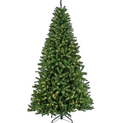 Full-National Tree Company Pre-Lit Artificial Christmas Tree, Crater Pine, With Warm White Led Lights, Plug In, 7.5 Ft