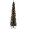 National Tree Company Slim^Pre-Lit Artificial Christmas Tree, Black Tinsel, White Lights, Includes Stand, 7 Feet