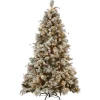 7Ft - 9Ft-National Tree Company Pre-Lit Artificial Christmas Tree, Snowy Bedford Pine, Decorated With Frosted Branches, Pine Cones, Green, White Lights, Includes Stand, 7.5 Feet