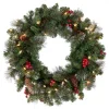 21" To 24" Wreath-National Tree Company Pre-Lit Artificial Christmas Wreath, Green, Crestwood Spruce, White Lights, Plug-In, Decorated With Pine Cones, Berry Clusters, Christmas Collection, 24 Inches