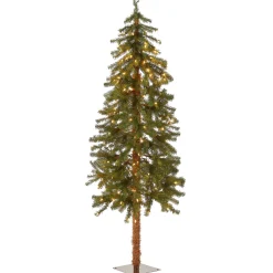 Slim-National Tree Company Pre-Lit Artificial Christmas Tree, Hickory Cedar, Green, White Lights, Includes Stand, 5 Feet