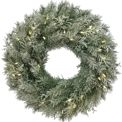 21" To 24" Wreath-National Tree Company Pre-Lit Artificial Christmas Wreath, Green, Norwood Fir, Dual Color Led Lights, Christmas Collection, 24 Inches