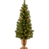 National Tree Company Slim^Pre-Lit Artificial Christmas Entrance Tree, Montclair Spruce With Clear Lights, Plug In, 4 Ft