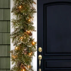 3' To 6' Garland-National Tree Company Pre-Lit Artificial Christmas Garland, Green, Glittery Bristle Pine, White Lights, Decorated With Pine Cones, Battery Operated, Christmas Collection, 6 Feet