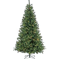 Full-National Tree Company Pre-Lit Artificial Christmas Tree, Cedar Spruce, With Warm White Led Lights, Plug In, 7.5 Ft