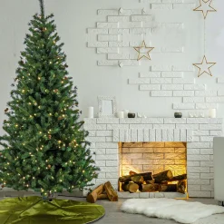 Full-National Tree Company Pre-Lit Artificial Christmas Tree, Cedar Spruce, With Warm White Led Lights, Plug In, 7.5 Ft