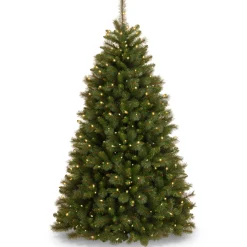 National Tree Company Full^Pre-Lit Artificial Christmas Tree, Rocky Ridge Pine, Green, White Lights, Includes Stand, 6.5 Feet