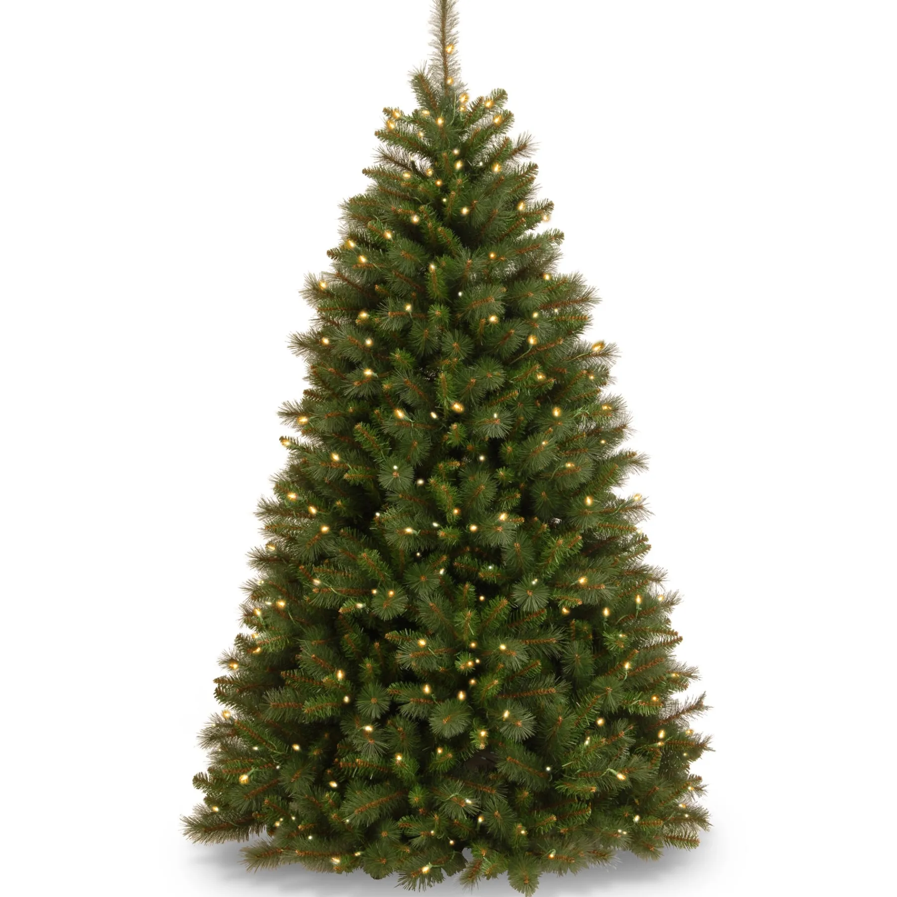 National Tree Company Full^Pre-Lit Artificial Christmas Tree, Rocky Ridge Pine, Green, White Lights, Includes Stand, 6.5 Feet