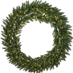 Over 37" Wreath-National Tree Company Pre-Lit Artificial Christmas Wreath, Green, Grande Fir, White Lights, Christmas Collection, 48 Inches