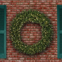 Over 37" Wreath-National Tree Company Pre-Lit Artificial Christmas Wreath, Green, Grande Fir, White Lights, Christmas Collection, 48 Inches