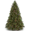 Full-National Tree Company Pre-Lit Artificial Christmas Tree, Green, Jersey Fraser Fir, 'Feel Real', Multi-Color Lights, Includes Stand, 7.5 Feet
