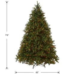 Full-National Tree Company Pre-Lit Artificial Christmas Tree, Green, Jersey Fraser Fir, 'Feel Real', Multi-Color Lights, Includes Stand, 7.5 Feet