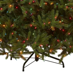 Full-National Tree Company Pre-Lit Artificial Christmas Tree, Green, Jersey Fraser Fir, 'Feel Real', Multi-Color Lights, Includes Stand, 7.5 Feet