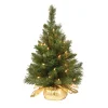 Under 5Ft-National Tree Company Pre-Lit Artificial Christmas Tree, Majestic Fir, Green, White Lights, Includes Gold Cloth Base, 2 Feet