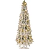 National Tree Company Slim^Pre-Lit Artificial Christmas Tree, Snowy Downswept, Green, White Lights, Includes Stand, 5 Feet