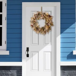 25" To 36" Wreath-National Tree Company Pre-Lit Artificial Christmas Wreath, Green, Snowy Bedford Pine, White Lights, Decorated With Pine Cones, Berry Clusters, Frosted Branches, Christmas Collection, 30 Inches
