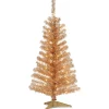Under 5Ft-National Tree Company Pre-Lit Artificial Christmas Tree, Champagne Gold Tinsel, White Lights, Includes Stand, 4 Feet