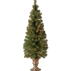 Under 5Ft-National Tree Company Pre-Lit Artificial Entrance Christmas Tree, Montclair Spruce, Green, White Lights, Includes Metal Base, 4 Feet